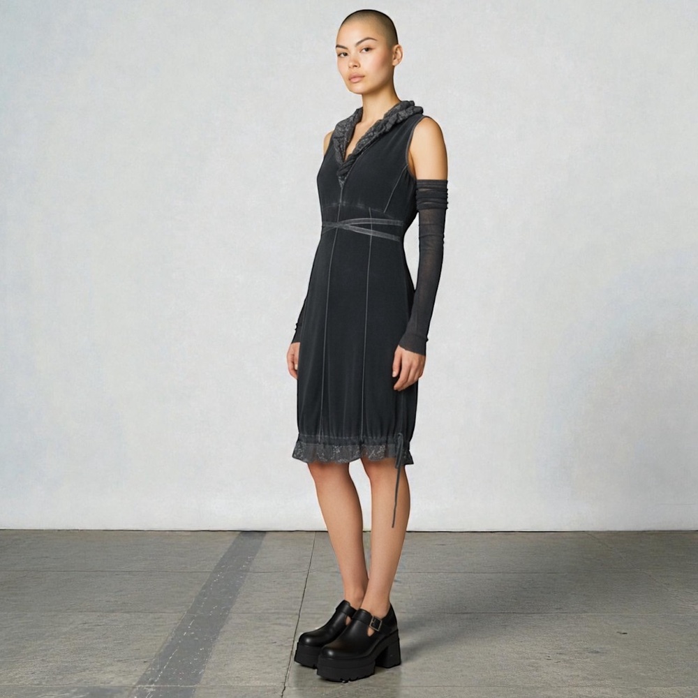 Whimsi-Goth Stretch Mesh Body Con Dress